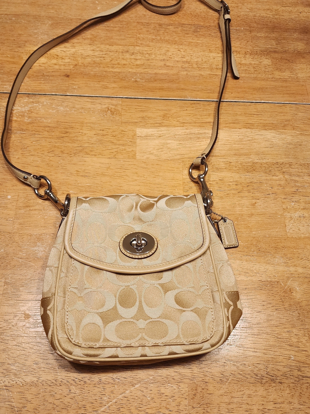 Coach Penelope Turnlock Flap shoulder bag in signature sateen jacquard
